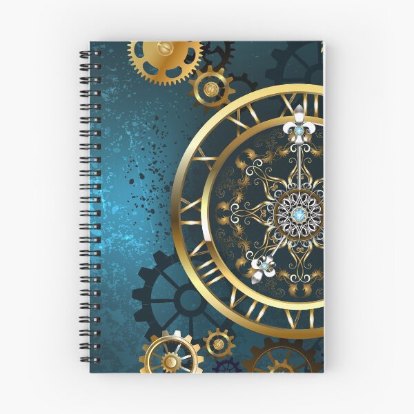 Item preview, Golden Clock on Turquoise Background ( Steampunk ) designed and sold by Blackmoon9.