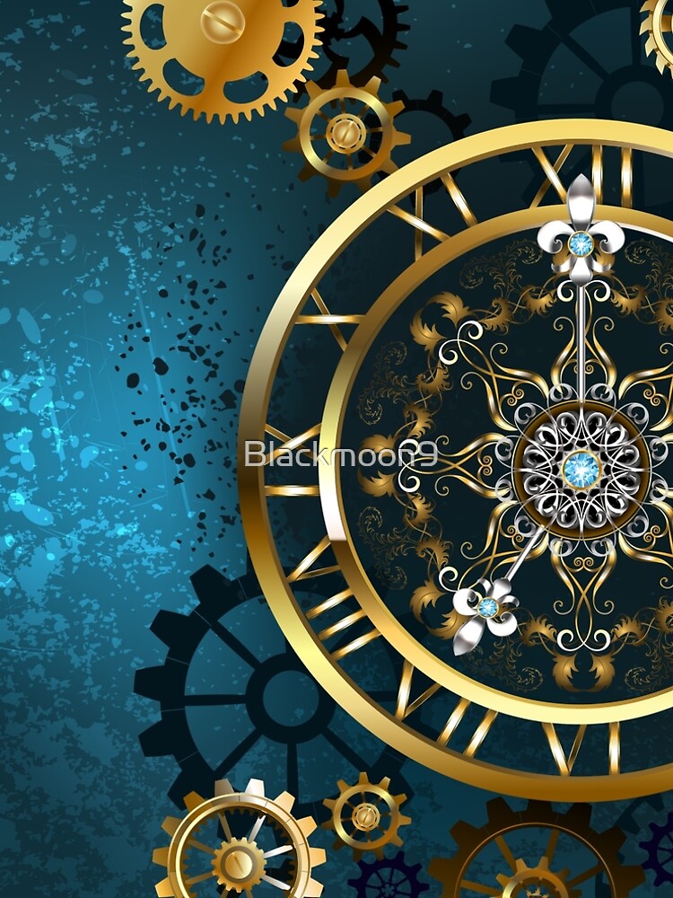 Golden Clock on Turquoise Background ( Steampunk )" A-Line Dress for Sale  by Blackmoon9 | Redbubble