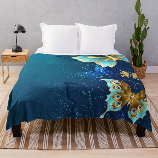 Item preview, Golden Butterflies on a Blue Background designed and sold by Blackmoon9.