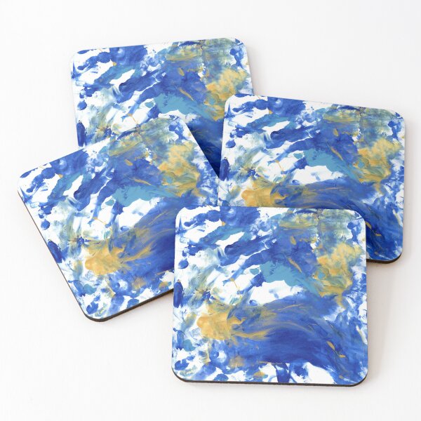 Item preview, Abstract Blue and Gold - Awesome on leggings, mugs, shirts, pillows, comforter, masks designed and sold by nancybernard.