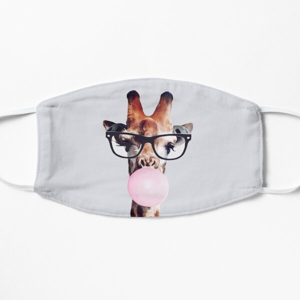 Giraffe Wearing Glasses & Blowing a Pink Bubblegum Mask