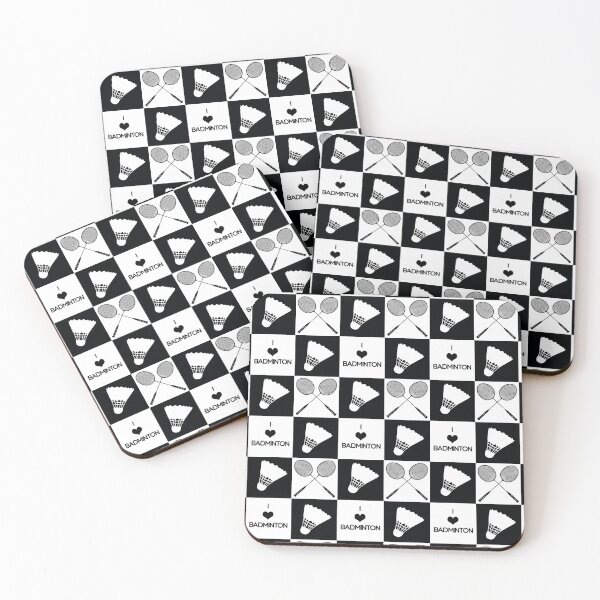 Item preview, I love Badminton -retro style with black and white tiles designed and sold by EvieWoj.