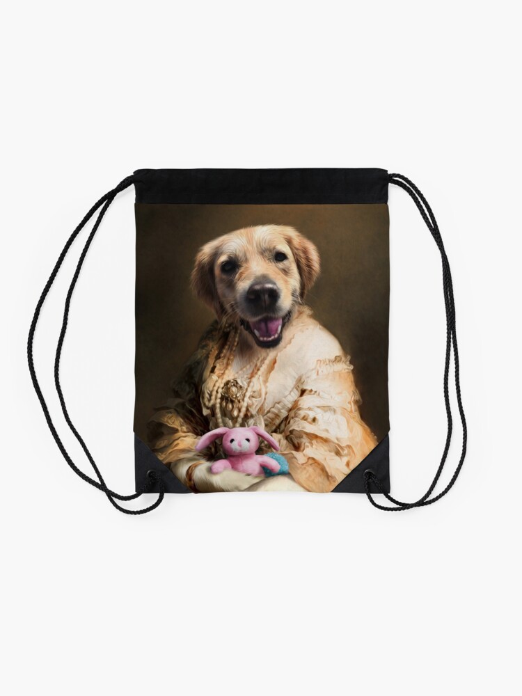 Alternate view of Golden Retriever Portrait - Neena Drawstring Bag