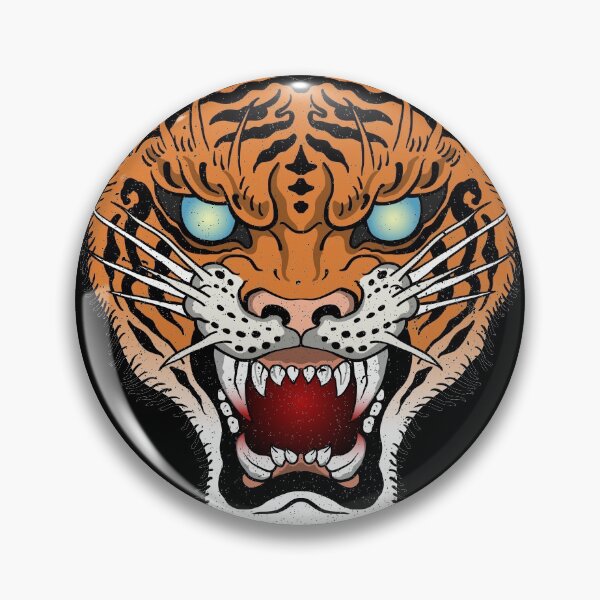 Item preview, tiger old school tattoo designed and sold by cat poe.