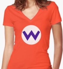 Super Mario Wario Icon Women's Fitted V-Neck T-Shirt