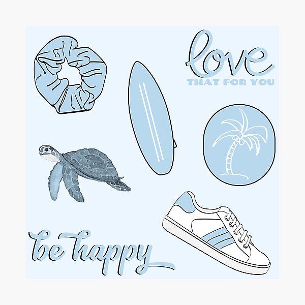 pastel rainbow summer beach fun sticker pack photographic print by the goods redbubble