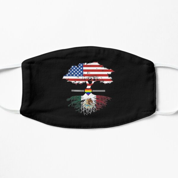American Grown Mexican Roots Gay Heart LGBT Pride Flat Mask