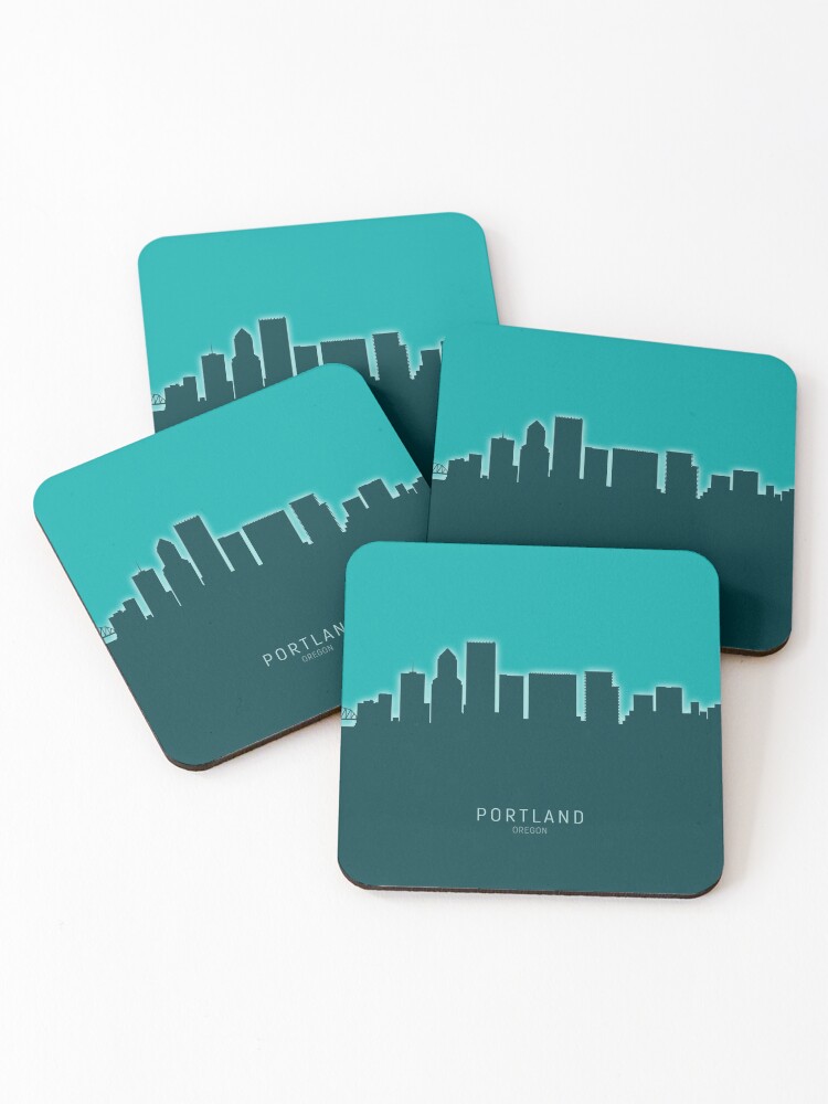 Thumbnail 1 of 5, Coasters (Set of 4), Portland Oregon Skyline designed and sold by ArtPrints.
