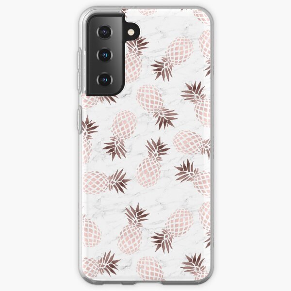 Elegant white marble rose gold pineapple Samsung Galaxy Soft Case