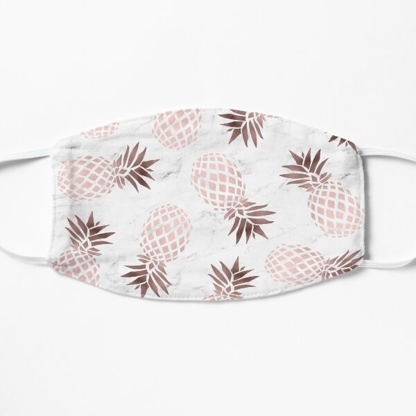 Elegant white marble rose gold pineapple Flat Mask