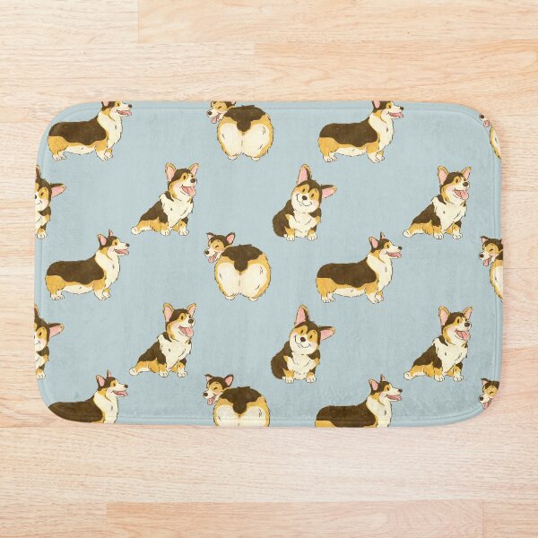 Tri Color Corgi Dog Bath Mat