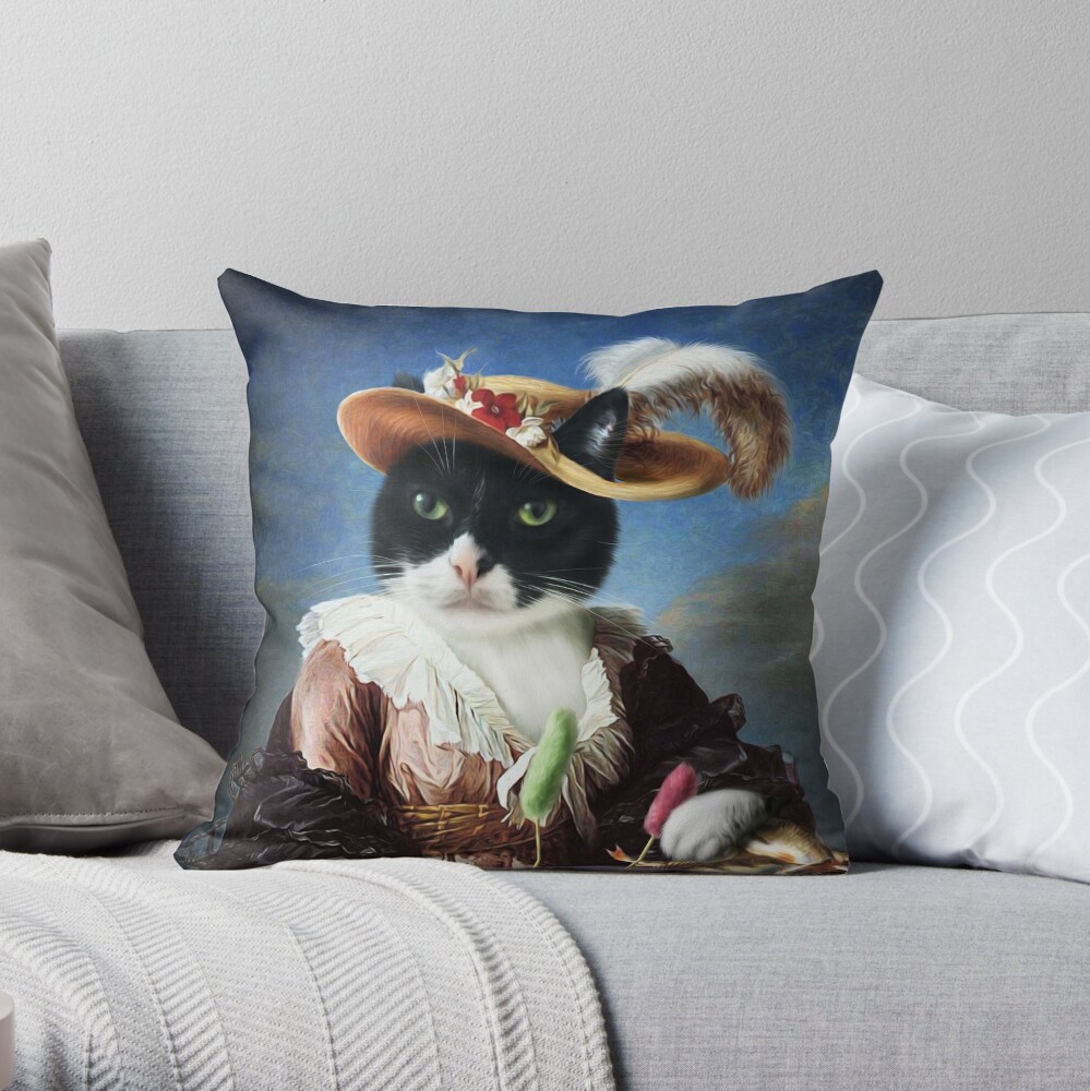 Cat Portrait - Batters Throw Pillow