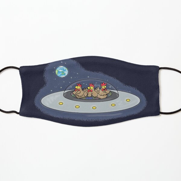 Funny chickens in space Kids Mask
