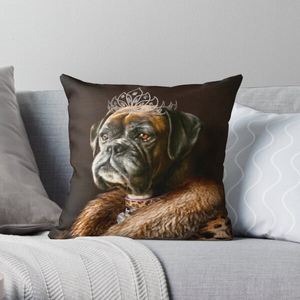 Boxer Dog Portrait - Ruby Throw Pillow