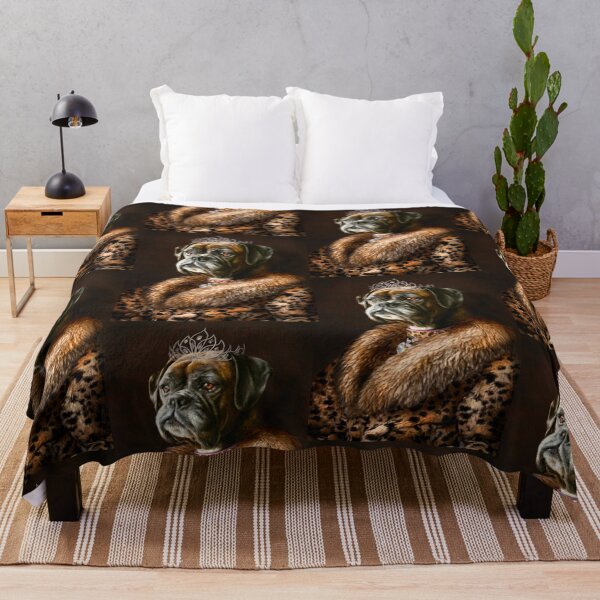 Boxer Dog Portrait - Ruby Throw Blanket