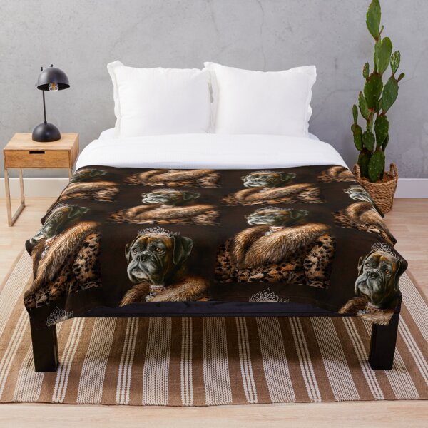 Boxer Dog Portrait - Ruby Throw Blanket