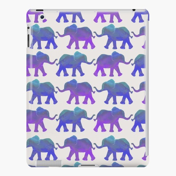 Follow The Leader - Painted Elephants in Purple, Royal Blue, & Mint iPad Snap Case