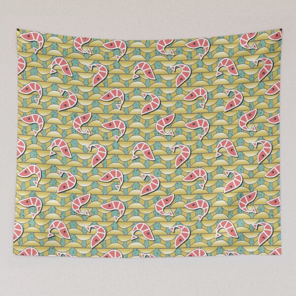 Item preview, Ramen – pattern of Asian udon noodles with shrimp designed and sold by colorofmagic.