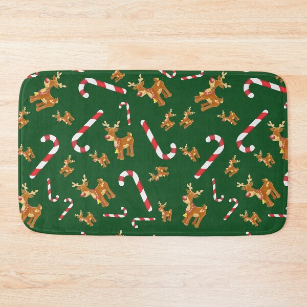 Item preview, Cute Christmas Rudolph Candy Cane Pattern Green designed and sold by NaughtyCat.