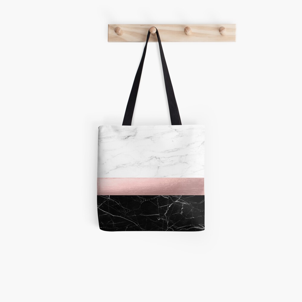 black and rose gold tote bag