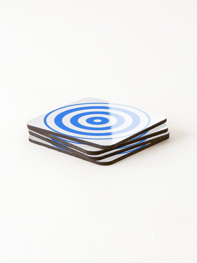 Thumbnail 4 of 5, Coasters (Set of 4), Geometric Pattern: Rondel: White Blue designed and sold by redwolfoz.
