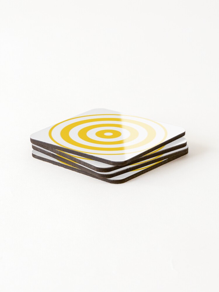 Thumbnail 4 of 5, Coasters (Set of 4), Geometric Pattern: Rondel: White Yellow designed and sold by redwolfoz.