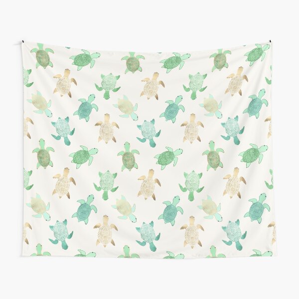 Gilded Jade & Mint Turtles Tapestry