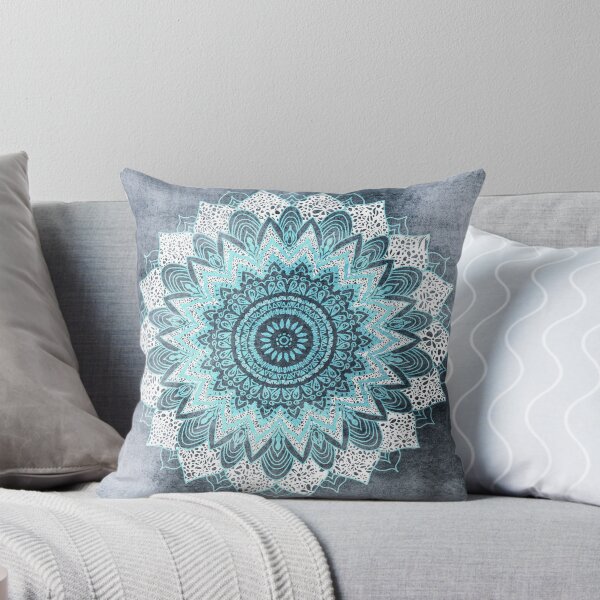 BOHOCHIC MANDALA IN BLUE Throw Pillow