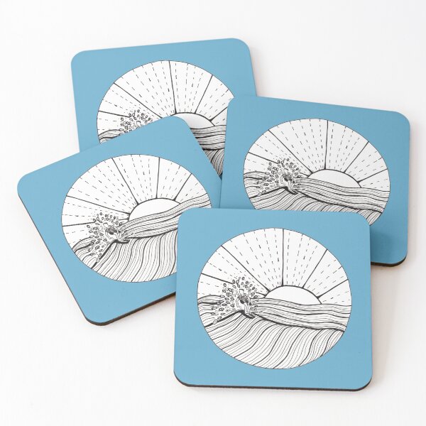 Item preview, Surfing Abstract Ink Illustration with light blue background designed and sold by Sandra Connelly.