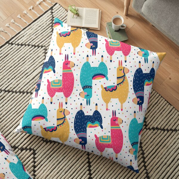 Lhamas colorful Floor Pillow