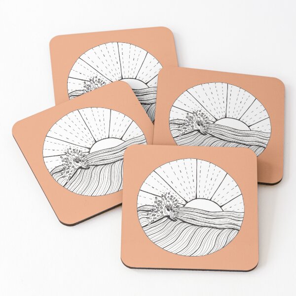 Item preview, Surfing Abstract Ink Illustration with a coral  background designed and sold by Sandra Connelly.
