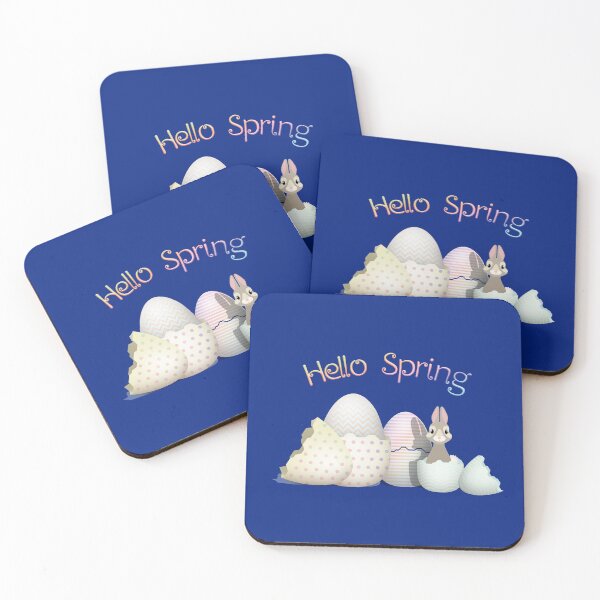 Item preview, Hello Spring - colorful kawaii bunny & easter eggs with typography designed and sold by talgursmusthave.