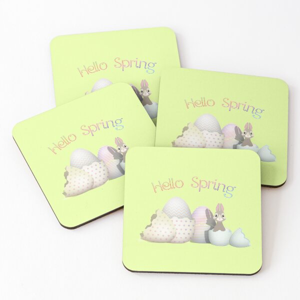 Item preview, Hello Spring - colorful kawaii bunny & easter eggs with typography designed and sold by talgursmusthave.