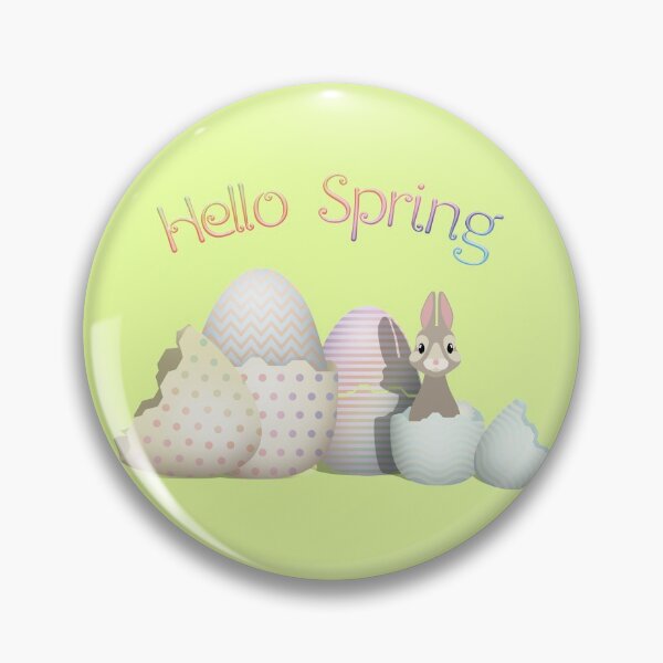 Item preview, Hello Spring - colorful kawaii bunny & easter eggs with typography designed and sold by talgursmusthave.