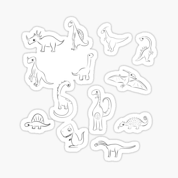 Dino Dinosaurier Saurier viele schwarz weiß Sticker