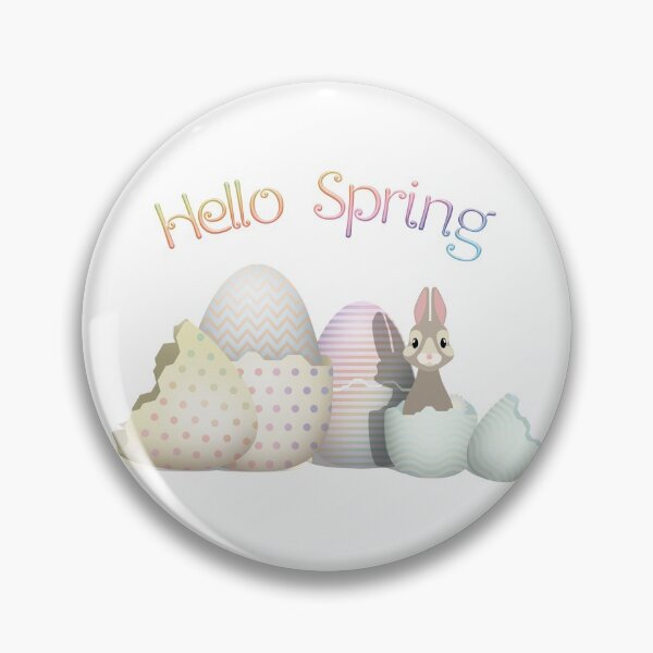 Item preview, Hello Spring - colorful kawaii bunny & easter eggs with typography designed and sold by talgursmusthave.