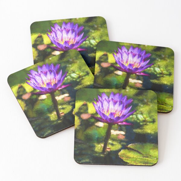 Item preview, Waterlilies Impressions – Sunny Purple Pair designed and sold by Georgia Mizuleva.