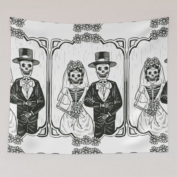 Aperçu de l'œuvre Crâne mignon squelette couple de mariage Día de Muertos créée et vendue par ClassicalHollow.