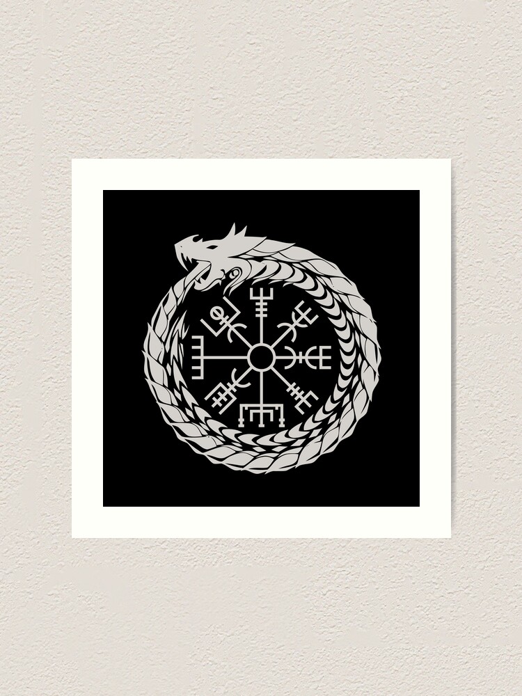 Vegvisir Jormungandr World Serpent Norse Mythology Art Print By Beltschazar Redbubble