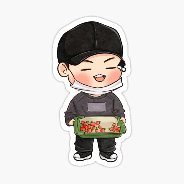 BTS YOONGI y fresas Pegatina