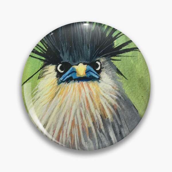 Item preview, This bird, A Brahminy Starling, showing off hair in the time of a pandemic. designed and sold by Sarah Hearfield.