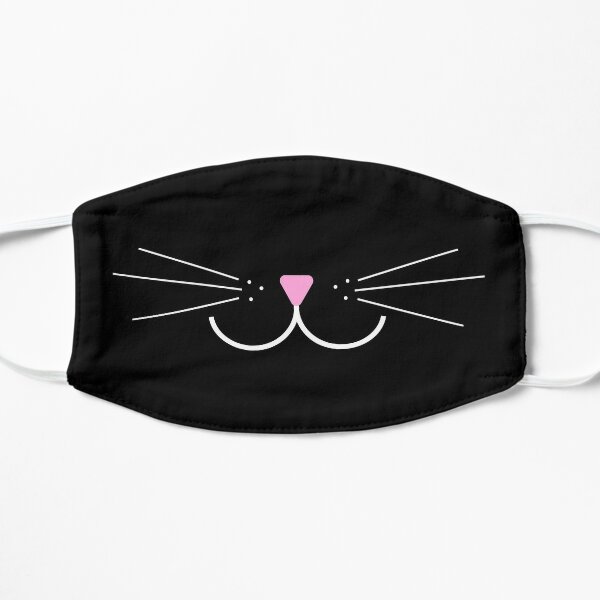 Kitty cat smile  Mask , Funny idea Gift for mom, for women, for cat lover Flat Mask