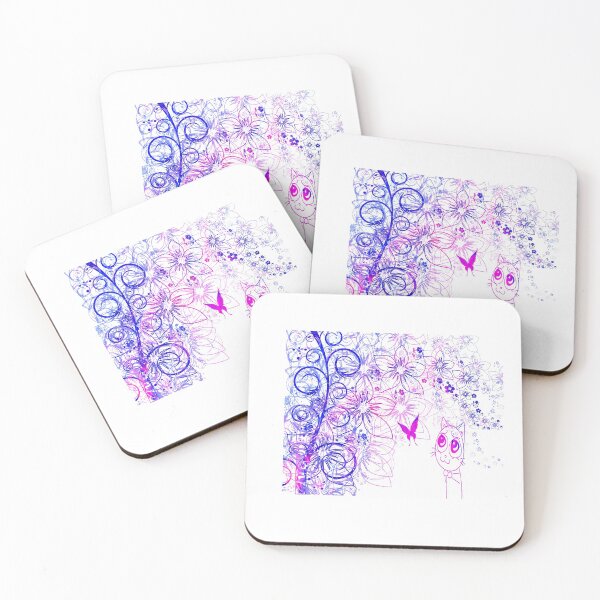 Item preview, Cat with butterfly and flowers designed and sold by Hizia.