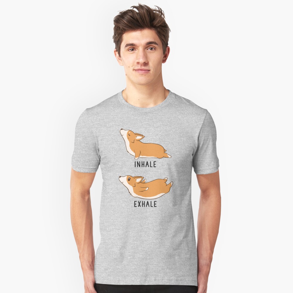 Inhale Exhale Corgi Yoga Slim Fit T-Shirt
