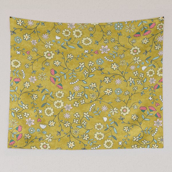 Item preview, Mini flowers on a yellow background designed and sold by colorofmagic.