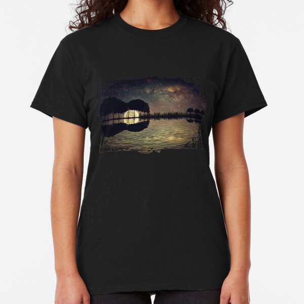 Guitar Poem Bird Mountain Sun T-Shirt