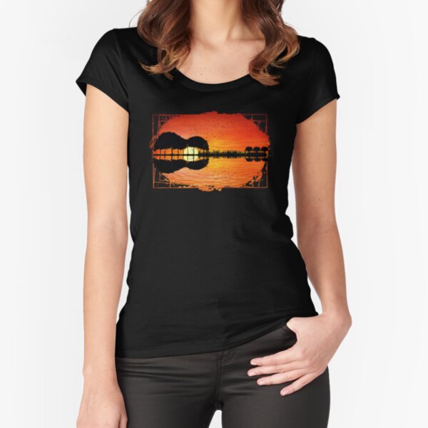 guitar island sunset Fitted Scoop T-Shirt