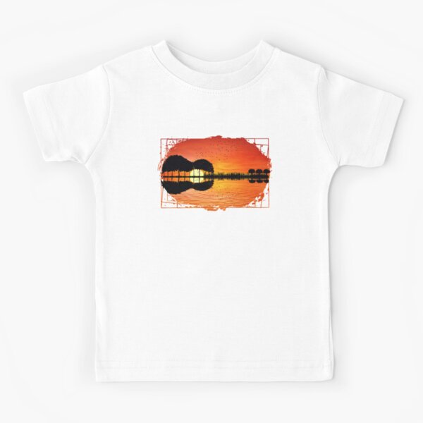 guitar island sunset Kids T-Shirt