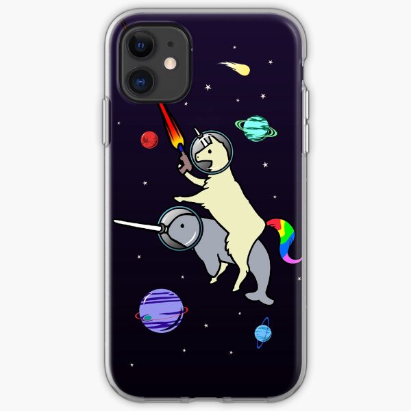 Llamacorn Riding Narwhal In Space iPhone Soft Case