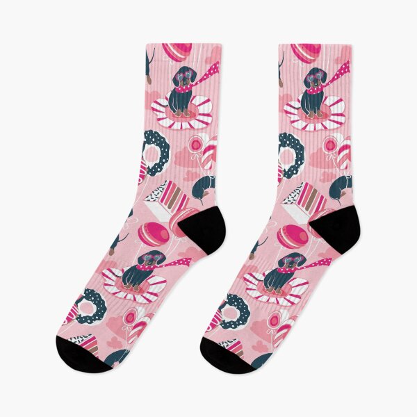Item preview, Pastel café sweet love dream // pastel pink background fuchsia pink pastry details blue dachshund dog puppies designed and sold by SelmaCardoso.